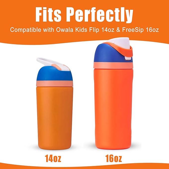 Mokoart Silicone Boot Compatible with Owala Kids Water Bottle 16/14 oz, Anti-Slip Rubber Bottom Protective Sleeve for Owala Kids FreeSip 16oz, Accessories for Owala Kids Flip 14oz