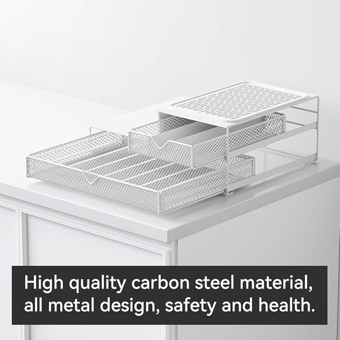 Coffee Maker Countertop Organizer,K Cup Pod Drawers,60 Coffee Capsule Pod Holder,Integrated Design Requires No Assembly.Slidng Storage Pod Baskets,K Cup holder,Silicone Drink Coasters