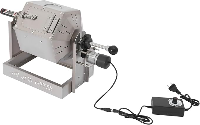 Bokknppo Electric Coffee Bean Roaster Stainless Steel Drum Roaster for Home Commercial Use Large Capacity with Adjustable Temperature for Roasting Coffee Beans Peanuts Nuts (0.3-0.5kg)