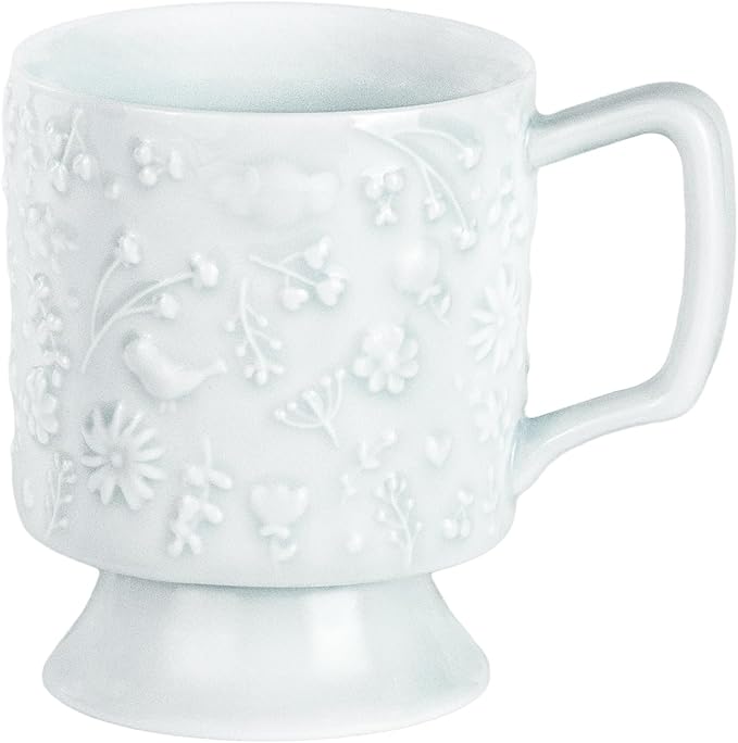 KAMMAK Ceramic Mug - 400ml/13.5oz Coffee Cup - Hand-Painted Ceramic Cup - Vintage Tea Cup - Cute Mug for Women - Ideal for Birthday, Afternoon Tea & Housewarming Gifts