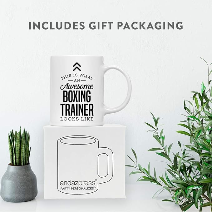 Andaz Press 11oz. Ceramic Coffee Tea Mug Thank You Gift, This is What an Awesome Boxing Trainer Looks Like, 1-Pack, Birthday Christmas Gift Ideas Coworker Him Her, Includes Gift Box