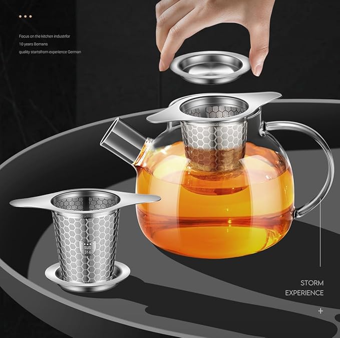 SUS 316 Grade Stainless Steel Tea Infuser - 2 Pack, Fine Mesh, Hexagonal Mesh Pattern With Wide Rim Loose Leaf Tea Steeper