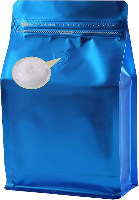 Coffee Bags with Valve(8 oz,1/2 lb,50pcs) Navy High Barrier Aluminumed Foil Flat Bottom Heat Sealed Coffee Beans Packaging Bags Side Zipper Resealable Bags for Home or Business