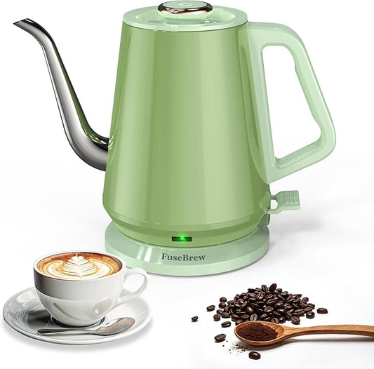 Gooseneck Electric Kettle 0.8L, 1200W Fast Boiling Stainless Steel – Auto Shut-Off, Precision Pour Over Kettle for Coffee & Tea, Ideal for Small Kitchen, RV, Travel (Green)