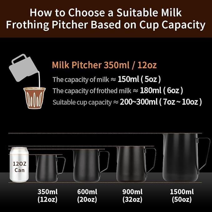 watchget Stainless Steel Milk Frothing Pitcher 20oz/600ml - Espresso Steaming Pitcher for Cappuccino, Latte Art, Coffee Machine Accessories Milk Jug Coffee Frother Cup, Matt Silver