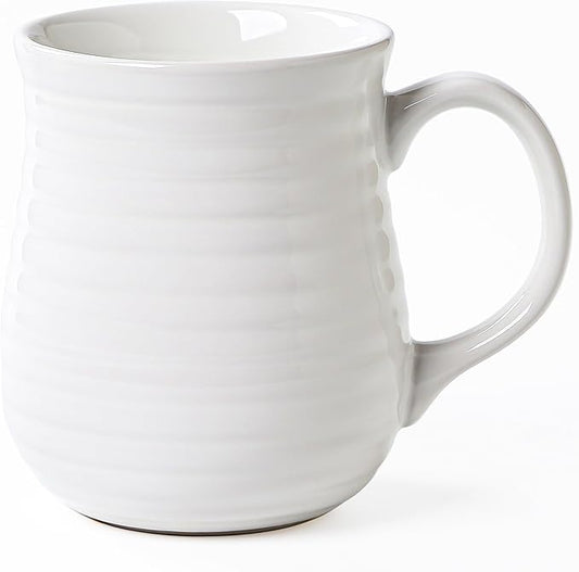 23 oz Large Ceramic Coffee Mugs, Handmade Cup with Large Handle, Big Tea and Coffee Cups for Office and Home, Microwave and Dishwasher Safe (White)