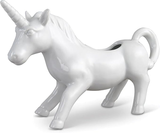 HIC Kitchen Unicorn Creamer With Handle, Fine Porcelain, 4-Ounce, For Serving Milk, Cream, Syrup, Dressings, And Sauces