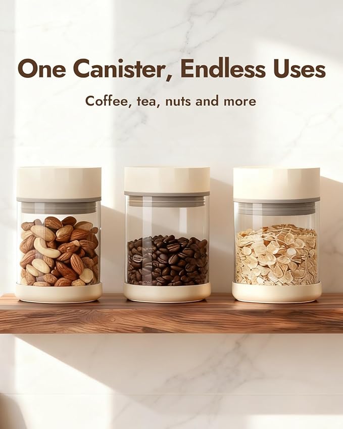 Electric Vacuum Coffee Canister & Food Storage Jar – One-Button Operation Auto Airtight Sealed Coffee Container, 34 fl oz for 0.9 lb Beans