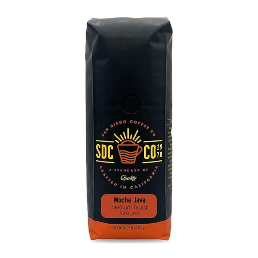 San Diego Coffee Mocha Java, Medium Roast, Ground Coffee, 16-Ounce Bag Café molido tostado