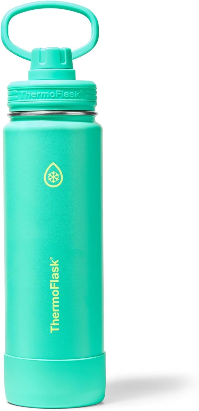 ThermoFlask 24 oz Double Wall Vacuum Insulated Stainless Steel Water Bottle with Spout Lid, Screamin' Green