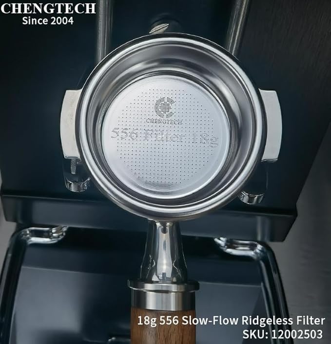 58mm Espresso Filter Basket 18g – Ridgeless Portafilter Basket, 556 Holes Slow Extraction, Universal Stainless Steel, Compatible with La Marzocco, Futurmat, DEC