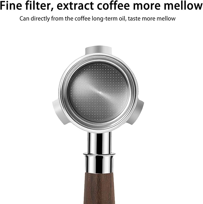 54mm Bottomless Portafilter for BES870/878/880, Barista Express/Pro/Touch | Solid 304 Stainless Steel & Ergonomic Ebony Handle | Includes 18g Basket