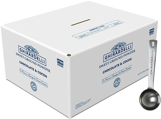 Ghirardelli Sweet Ground Chocolate & Cocoa Gourmet Powder, 10 lb Box with Ghirardelli Stamped Barista Spoon