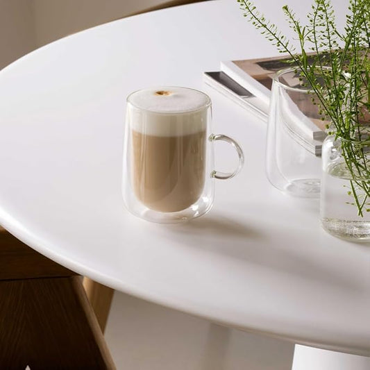 Villeroy & Boch Artesano Hot & Cold Beverages Latte Macchiato Glass Large, Set of 2 Glasses, Double-Walled Glasses for Cold and Hot Beverages, Borosilicate Glass, Dishwasher-Safe, Microwave-Safe