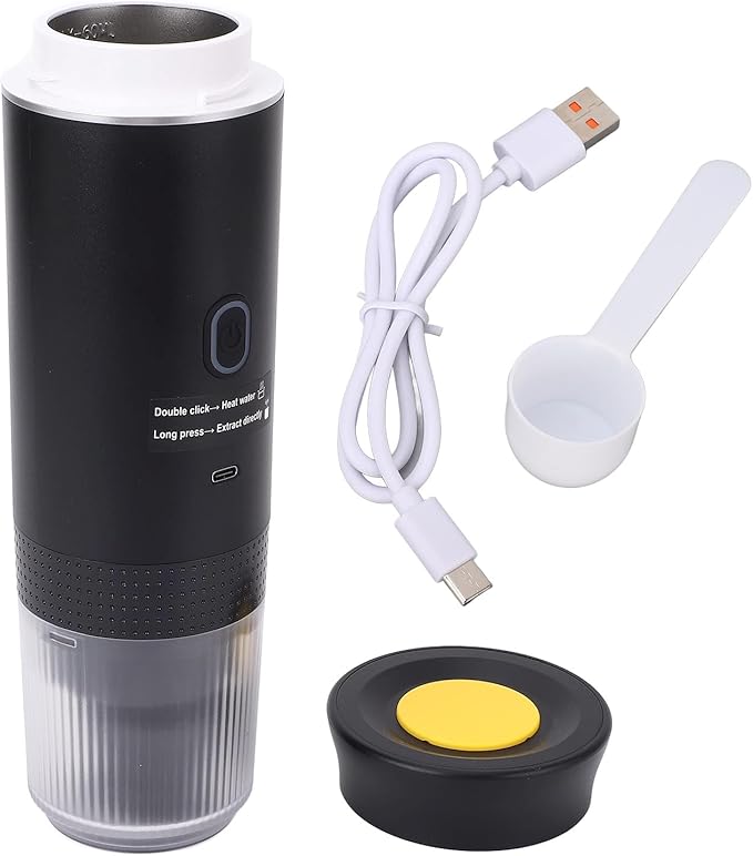 Yunir Portable Electric Coffee Machine, Self Heating Travel Coffee Maker with Capsule Design, 15 Bar Pressure, Material, Coffee Maker for Travel Office Car