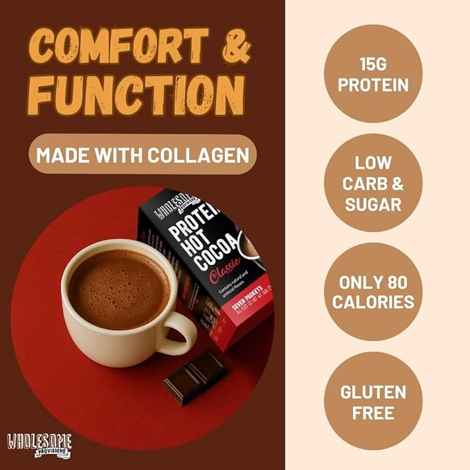 Protein Hot Chocolate, Keto Hot Chocolate Mix, Low Carb Hot Cocoa, 15g Protein, 3g Net Carbs, Low in Sugar, Instant Hot Coco, 7 Individual Macro-Controlled Packages (Classic, 3 Pack)