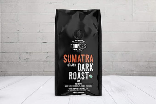 Organic Dark Roast Sumatra, Whole Bean Coffee, Single Origin Grade 1 Premium Coffee - 5lb Bag