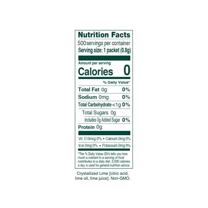 True Citrus TRUE LIME Water Enhancer, Bulk Dispenser, 500 Count (Pack of 1), 0 Calorie Drink Mix Packets For Water, Sugar Free Lime Flavoring Powder Packets
