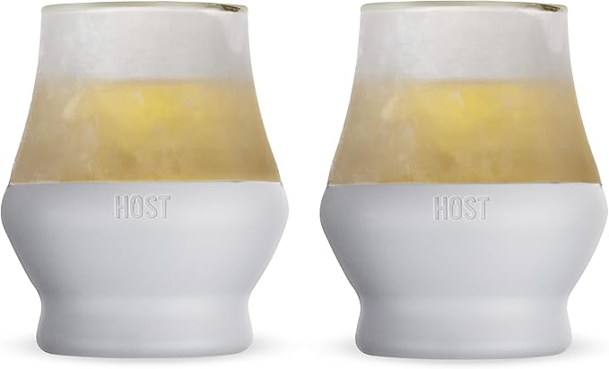Host Glass Sipping FREEZE Insulated Drinking Glasses for Bourbon, Double Walled Glasses with Active Cooling Gel, Glass Cups Gray 6oz Set of 2
