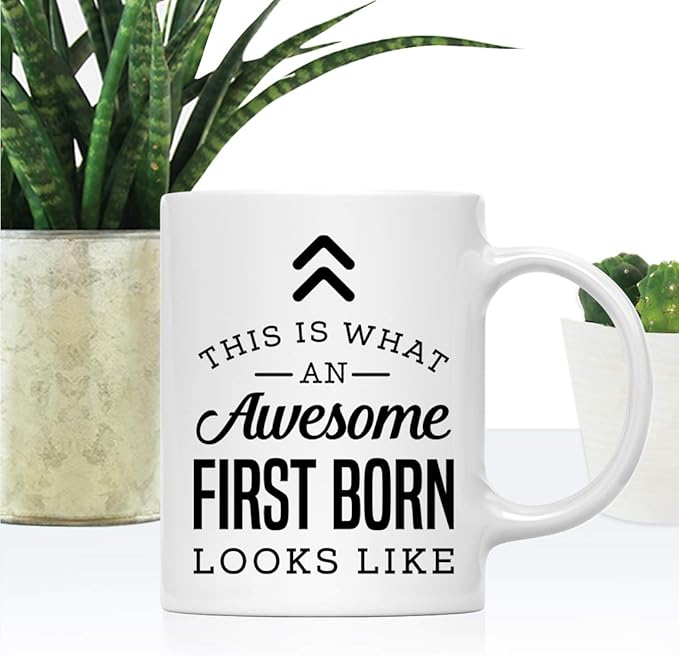 Andaz Press 11oz. Ceramic Coffee Tea Mug Thank You Gift, This is What an Awesome First Born Looks Like, 1-Pack, Birthday Christmas Gift Ideas Coworker Him Her, Includes Gift Box