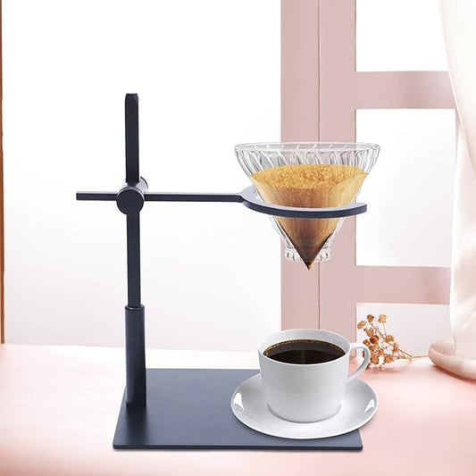 Poggyyi Pour Over Coffee Maker Stand, Detachable Universal Coffee Stand, Portable Espresso Machine Metal Dripper Stand Suitable for Coffee Grinder Stand Easy to Carry Office, Home, Camping, Black