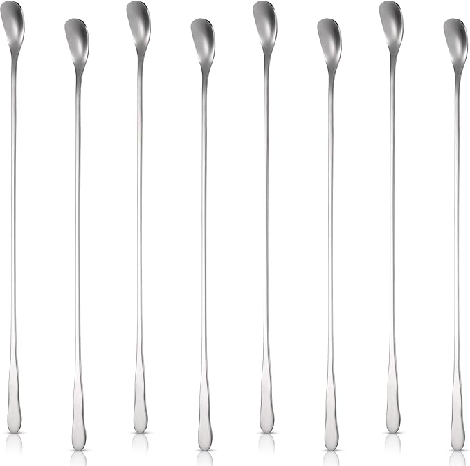 Patelai 8 Pieces Stainless Steel Coffee Stirring Spoons 12.4 Inch Long Handle Iced Tea Spoons Coffee Stirrers Cocktail Mixing Stirrers for Iced Tea Salt Sugar