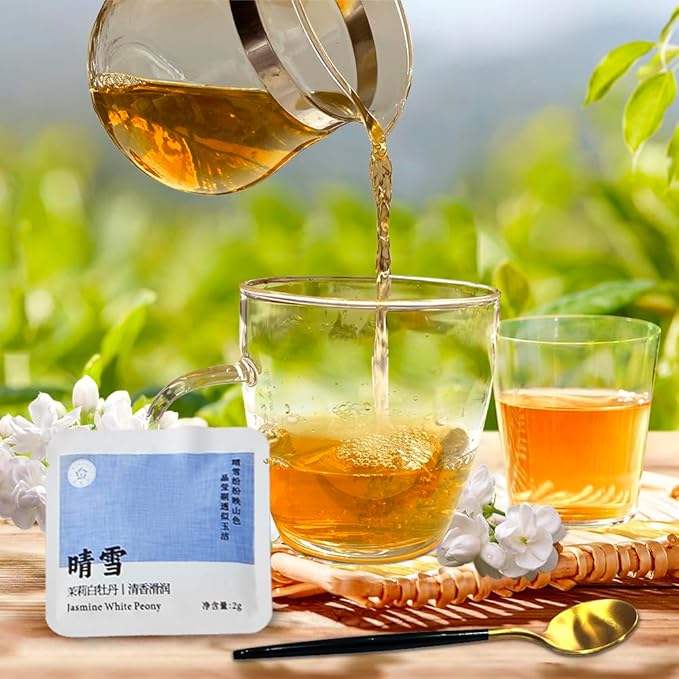 RIANTEA Organic White Tea Leaves with Jasmine 100% Natural Whole Leaf Tea Bag Naturally Premium Organic Full-Leaf White Tea Bags Suitable for Gifts Office Reception (20 Counts)