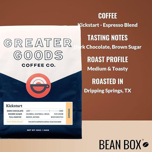 Kickstart - Espresso Blend - Roasted by Greater Goods Coffee Co. - Freshly Ground Coffee - 2 Pound Bag