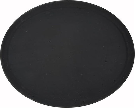 Winco 26" x 22" Premium Fiberglass Tray, Non-slip, Black, Oval