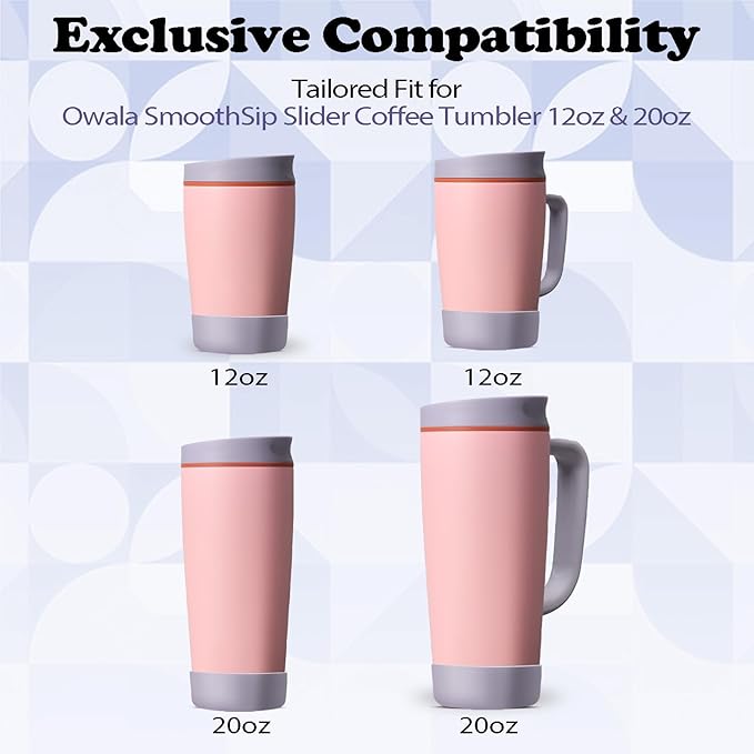 2pcs Silicone Boot for Owala SmoothSip Slider Coffee Tumbler 20oz 12oz, Anti-Slip Sleeve for Travel Coffee Mug, Protective Accessories for Owala BPA Free (Taro Purple)