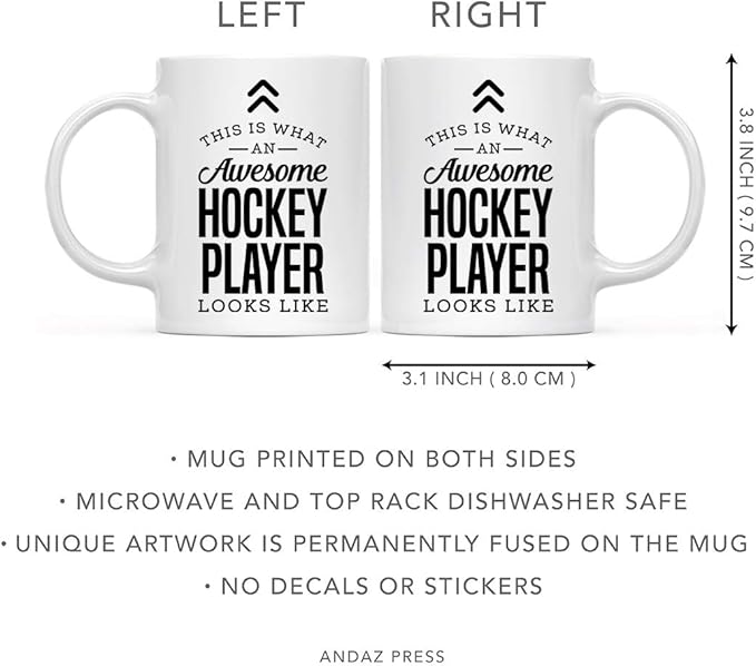 Andaz Press 11oz. Ceramic Coffee Tea Mug Thank You Gift, This is What an Awesome Hockey Player Looks Like, 1-Pack, Birthday Christmas Gift Ideas Coworker Him Her, Includes Gift Box