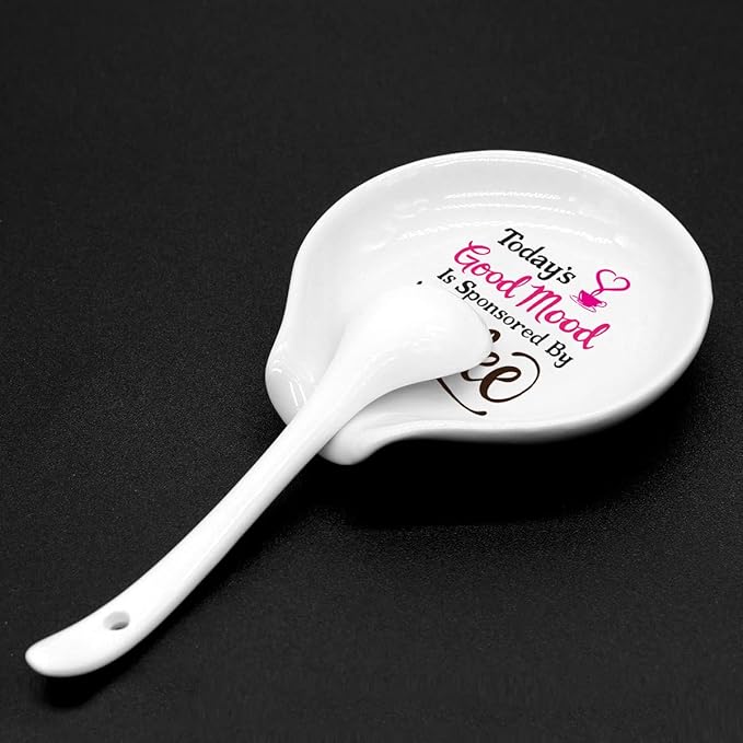 Funny Coffee Spoon Holder-Color Ceramic Coffee Spoon Rest-Cafe Shop Station Accessories-Good Mood is Sponsored By Coffee Sign