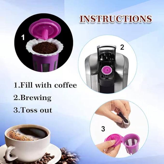 300 Count Disposable Coffee Filters Compatible with Keurig Brewers Single Serve 1.0 and 2.0, Use with Reusable K Cup Coffee Pods