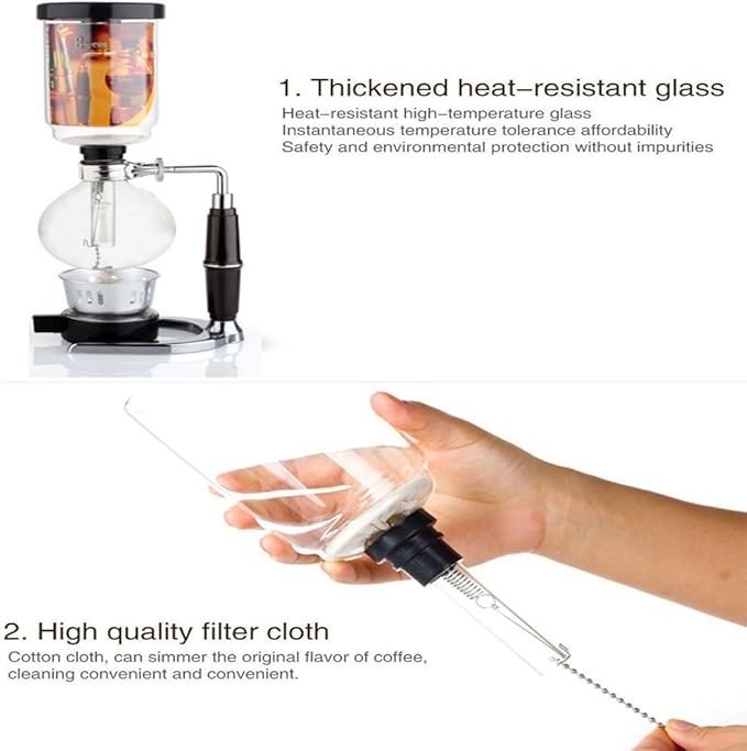 moo-1 Siphon Coffee Maker Japanese Style Vacuum Glass Siphon Pot Percolators 1-3 Cups Siphon Coffee Maker
