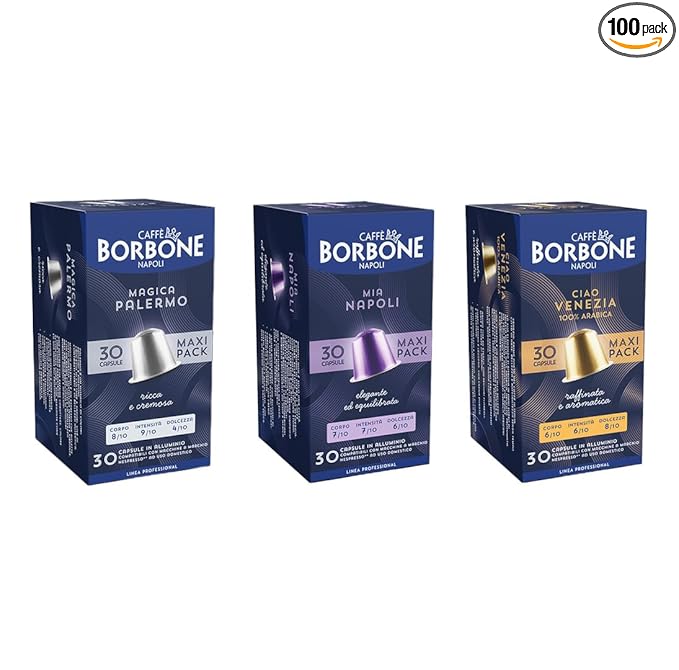 Caffè Borbone Variety Pack Aluminum Capsules Compatible with Nespresso Original Machines, Medium Roast, 100 Count