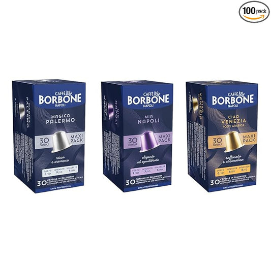 Caffè Borbone Variety Pack Aluminum Capsules Compatible with Nespresso Original Machines, Medium Roast, 100 Count