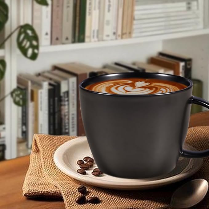 Matte Black Big Coffee Mug 30 oz Ceramic Tea Cup Extra Large Soup Bowl with Handle Microwave Safe, Gifts for Men Women Mom Dad Boyfriend Husband Wife or New Kitchen House Warming Presents