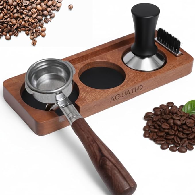 51-58 mm Compact Espresso Tamping Mat - Wooden Coffee Tamping Station - Gift for Espresso Lovers, Accessories for Baristas