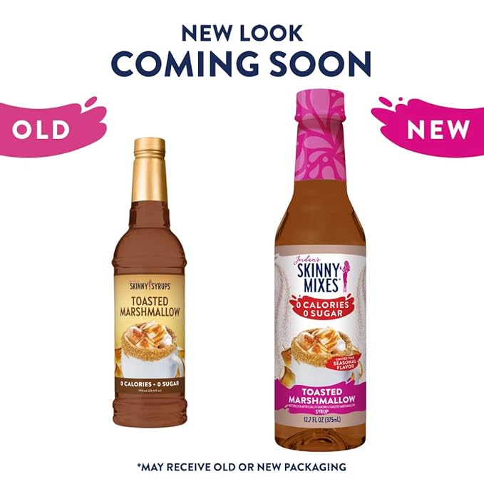 Jordan's Skinny Mixes Sugar Free Coffee Syrup, Toasted Marshmallow Coffee Flavoring Syrup, Zero Calorie Drink Mix, Lattes, Baking, Protein Shake or Cocktail, Dairy & Gluten Free, Kosher, 25.4 Fl Oz