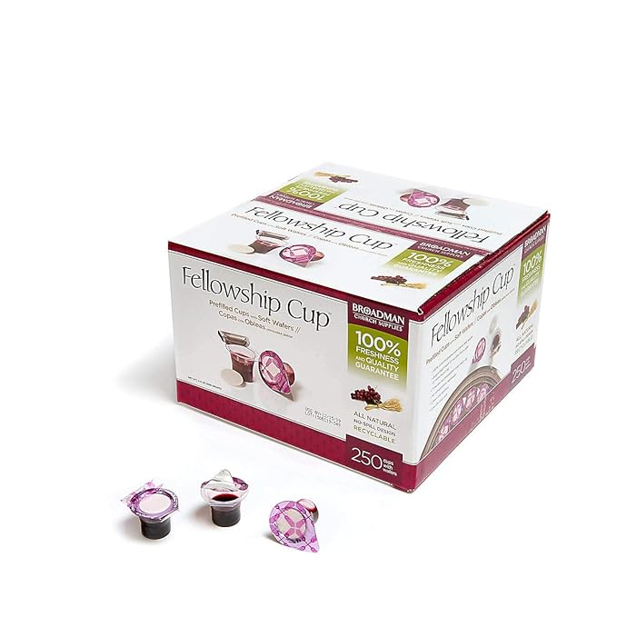 Broadman Church Supplies Pre-filled Communion Fellowship Cup, Juice and Wafer Set, 250 Count