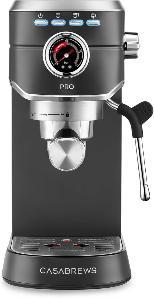 CASABREWS 5418 PRO Espresso Machine 20 Bar, Stainless Steel Espresso Maker with Milk Frother, Compact Cappuccino Machine for Home, Espresso Coffee Machine, Gift for Mom, Gift for Family, Black