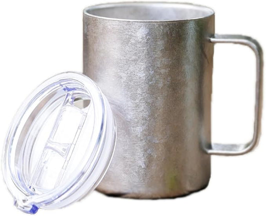 Pure Titanium Mug 400ml (13.5oz) with Leak-Proof Lid Double Wall Insulated Camping Cup Lightweight Travel Drinkware for Coffee, Hiking, Office, Easy Clean RT103T (Silver)