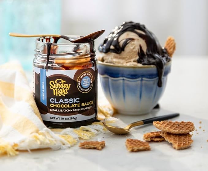 Sunday Night Classic Chocolate Sauce - Luxury Chocolate Gift, Dairy Free, Gluten-Free, Pure Clean Ingredients, No Preservatives - 10oz