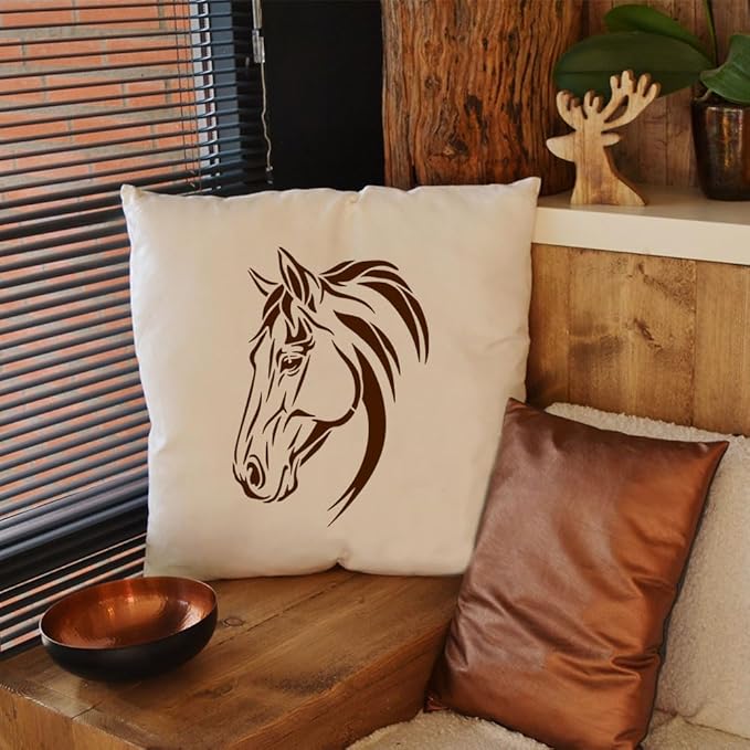 FINGERINSPIRE 4PCS Horse Head Stencils with 1Pc Brush 8.3x11.7inch Traditional Horses Pattern Stencil Template Animal Horses Head Stencils for Painting on Wood Wall Furniture DIY Home Decoration