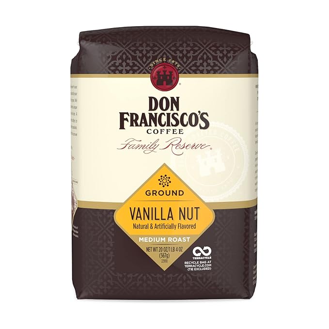 Don Francisco's Vanilla Nut Ground Coffee, Medium Roast – 100% Arabica, Flavored Coffee, 20 oz Bag