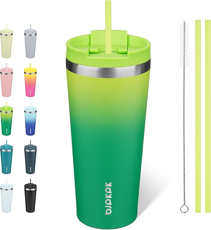 BJPKPK 22oz Tumbler With lid And Straw Stainless Steel Travel Coffee Mug Insulated Tumblers Cups,Bamboo Grove