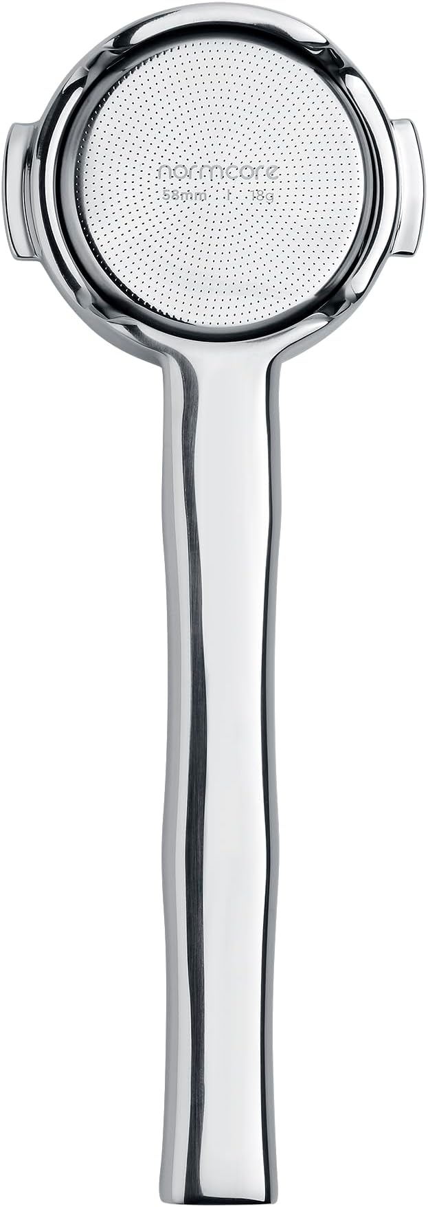 Normcore 58mm All Stainless Steel 180° Horizontal Lay-Flat Bottomless Portafilter - Fits E61, ECM, Rocket, Flair 58, Profitec - 18g High Extraction Basket, Includes Puck Screen, 200 Papers Filter
