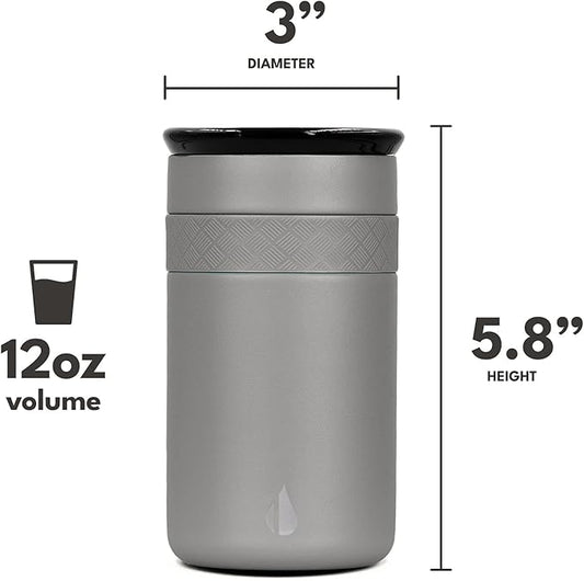 Elemental Artisan Insulated Tumbler, Triple Wall Coffee Travel Mug, Reusable Stainless Steel Coffee Tumbler with Ceramic Lid, Thermal Coffee Cups for Hot (6 Hrs) & Cold (18 Hrs), 12oz - Graphite