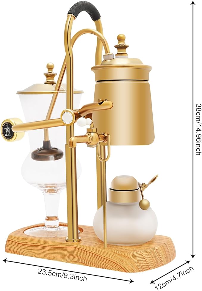 GXFCHYL Belgium Royal Family Balance Syphon Siphon Coffee Maker Unique Gravity Vintage Coffee Maker Manual Coffee Machine for Personal Kitchens, Beverage Stores (Gold)