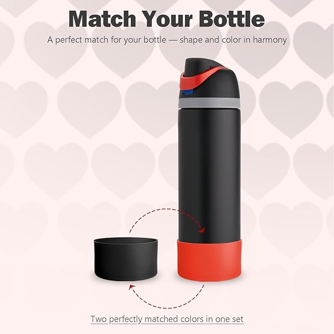 2PCS Silicone Boot for Owala 24oz FreeSip Water Bottle, Anti-Slip Scratch-Resistant Bottom Sleeve, Protective Sports Bottles Accessories, BPA-Free